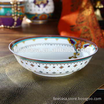 9 Inches Luxury Fine White Porcelain Pasta Bowl of Summer of Persia